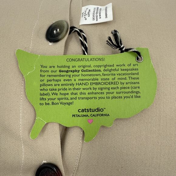 Catstudio Vail Valley Hand Embroidered Pillow Ski Resort Mountain Cabin Gift - Picture 6 of 9